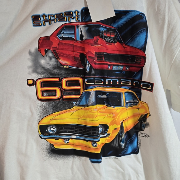Vintage Y2K Street Smart Chevrolet Camaro 1969 Mens XL Off-white T-shirt NWT VTG - Picture 5 of 8